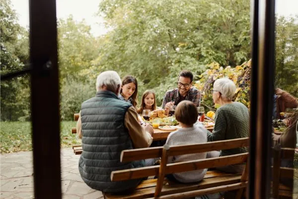 family lunch on patio