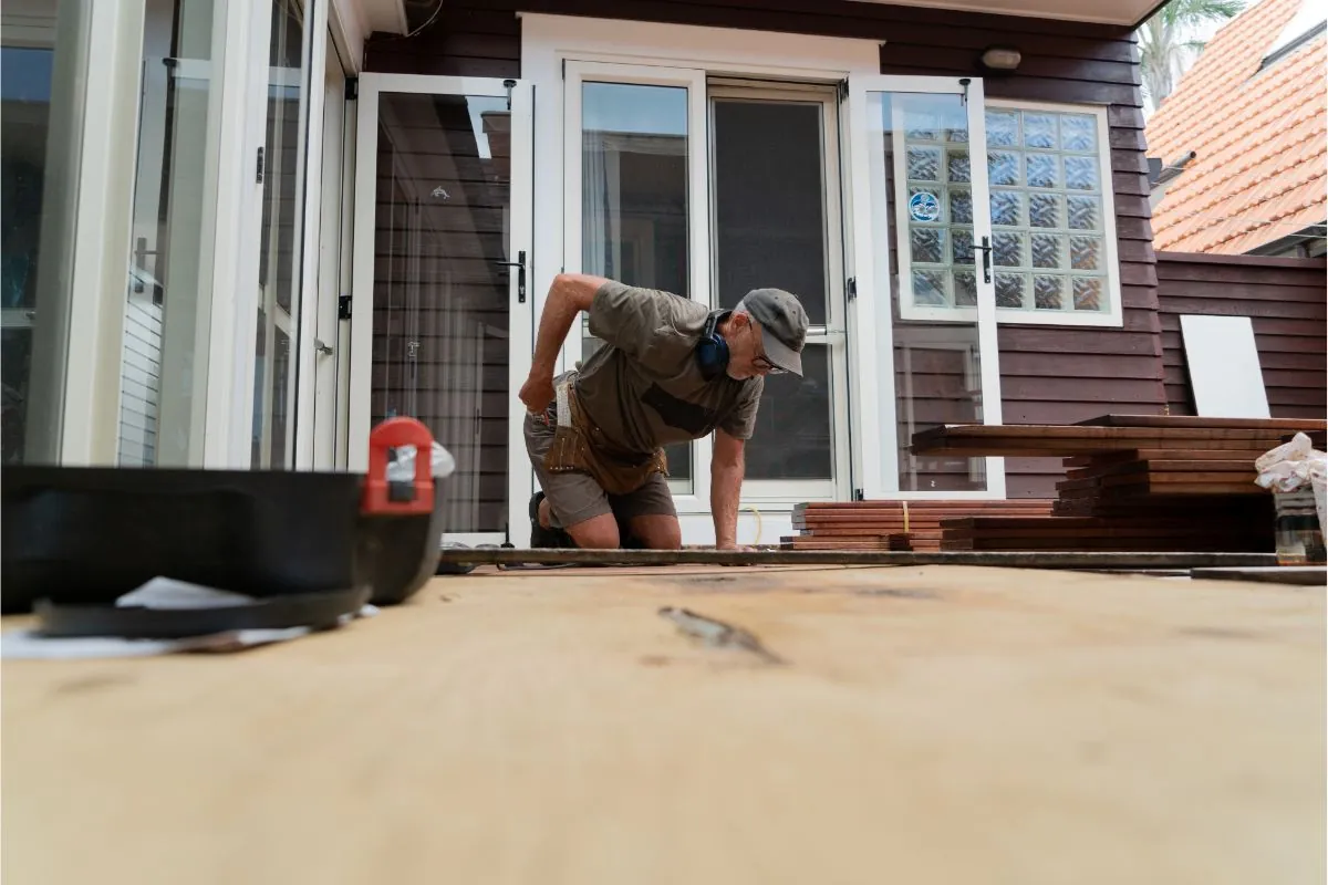 deck contractor building a ground level deck